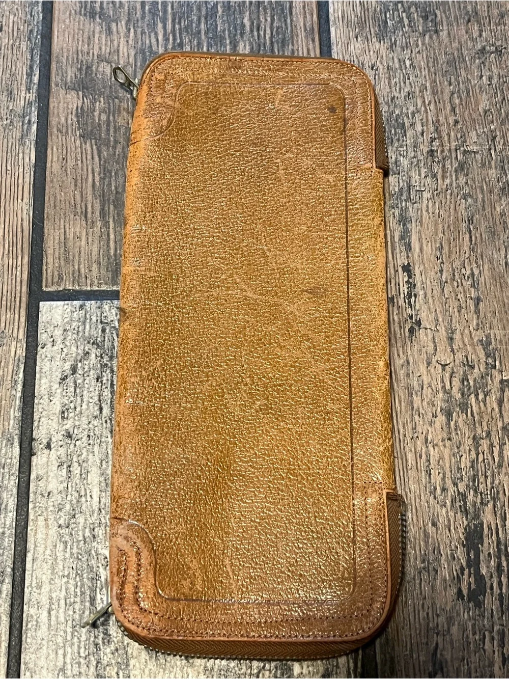Leather Zip Travel Wallet - Tan